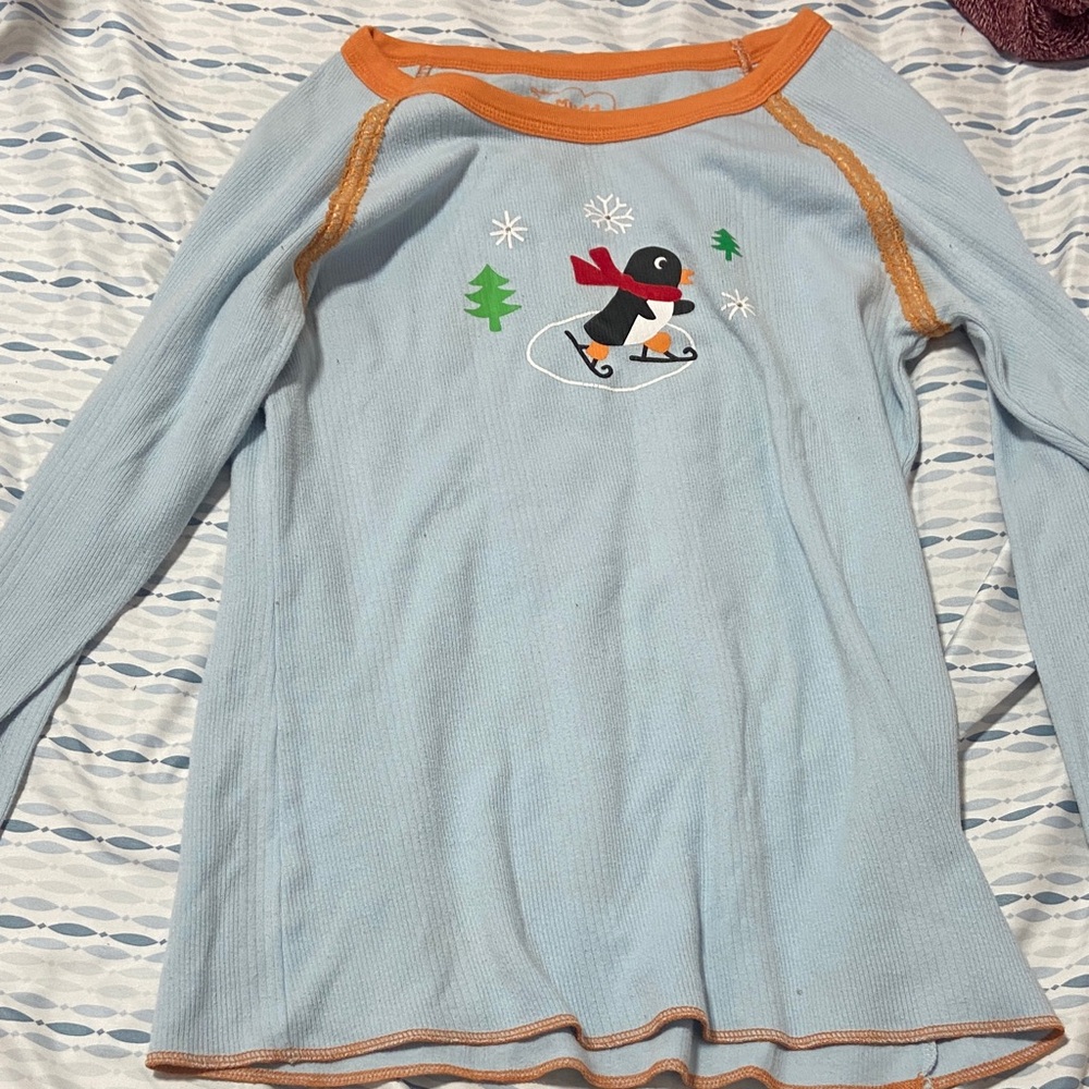 Mudd Light Blue Sweater with Orange Accents